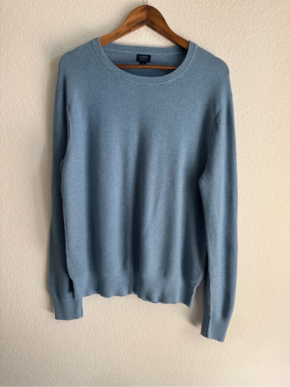 J.Crew Blue 100% Cotton Crewneck Sweater Large